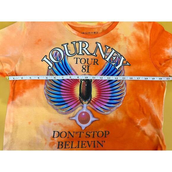 Journey Don’t Stop Believin’ Tour 81 Orange Tie Dye Graphic Cropped Band Tee XXL - Picture 6 of 7